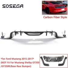 For Ford Mustang 2015-2017 Carbon Fiber Look 3Pc Rear Bumper Diffuser Apron Spat