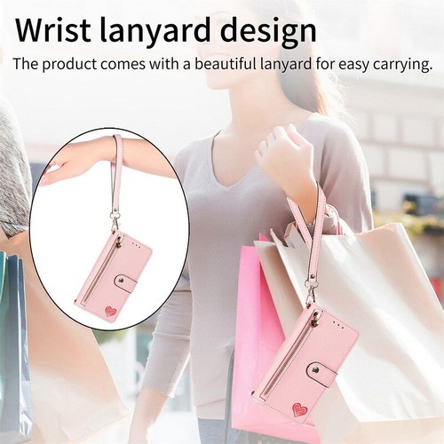 Crossbody Lanyard Case For Google Pixel 7A 7 6 Pro 7 Leather Wallet Zipper Cover - Picture 9 of 23