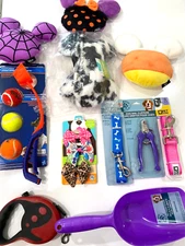 Random Dog Pet Supplies Mixed Bundle Lot Toys, Leash, Nail Clippers