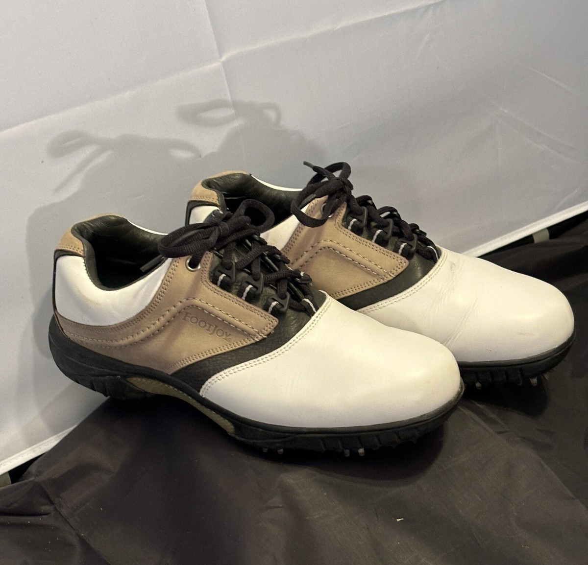 FootJoy Men\'s Size 8 Contour Series Leather Golf Shoes Footjoy Mens Contour Fit Golf Mens Size 8 Shoes 54096  main image 3