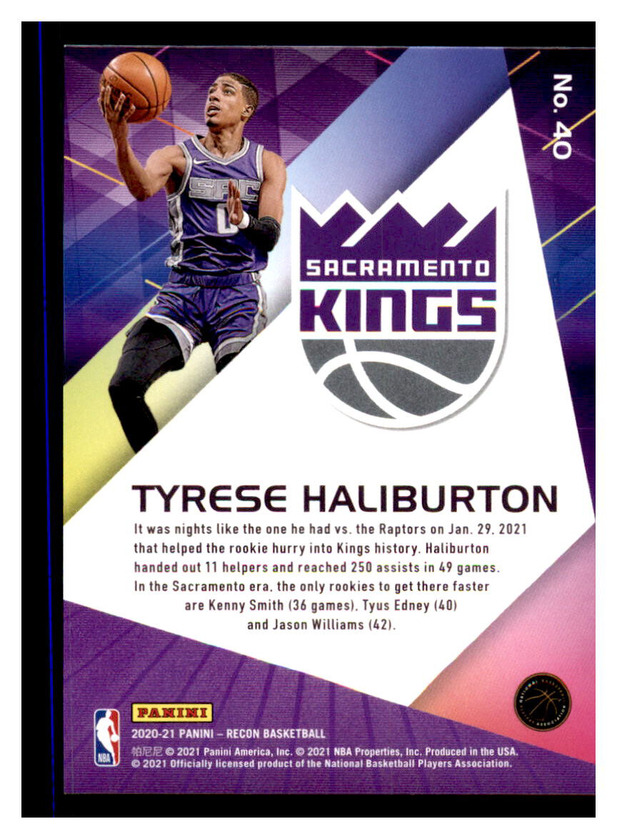 202021 Panini Recon Holo 40 Tyrese Haliburton Kings Rookie (ref