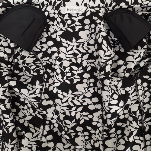 Fella Hamilton Womens Floral Leaf Black & White Buttonless Jacket Coat | Size 12 - Picture 19 of 19