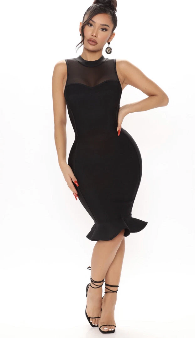 Black Upscale Bandage Cocktail Midi Dress- Fashion Nova Black Upscale Bandage Cocktail Midi Dress- Fashion Nova