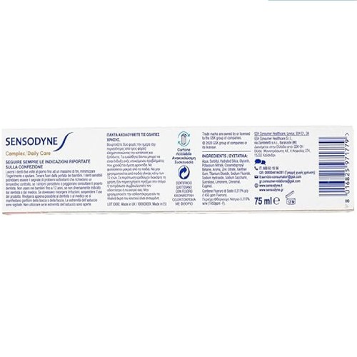 Pasta de dientes Sensodyne Complex cuidado diario protección placa paquete de 4 x 75 ml (300 ml) - Imagen 3 de 6