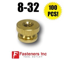 QTY 100 8-32 Brass Solid Knurled Thumb Nut UNC Decorative