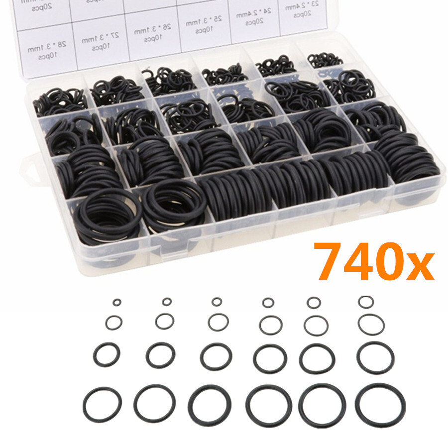 740Pcs/Set Rubber Sealing O-Ring Assortment Car Air Conditioning A/C Repair Kit