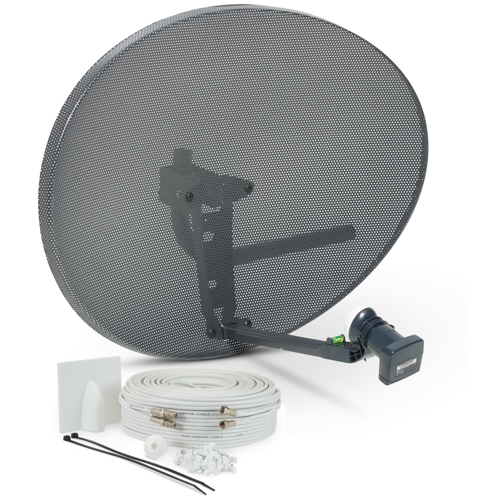 Zone 2 HD Freesat Satellite Dish & MK4 Octo Lnb + 20M White Twin Coax Cable Kit