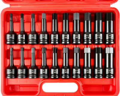 1/2 Drive Master Impact Hex Bit Set 20 Piece Hex Driver Socket Set Allen Bit