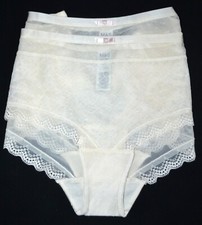 LADIES M S CREAM MESH  LACE LOW RISE SHORTS KNICKERS 2 PAIR SIZE 10 - NEW