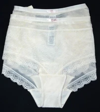 M&S CREAM MESH & LACE LOW RISE SHORTS KNICKERS 2 PAIR SIZE 10 - BNWT