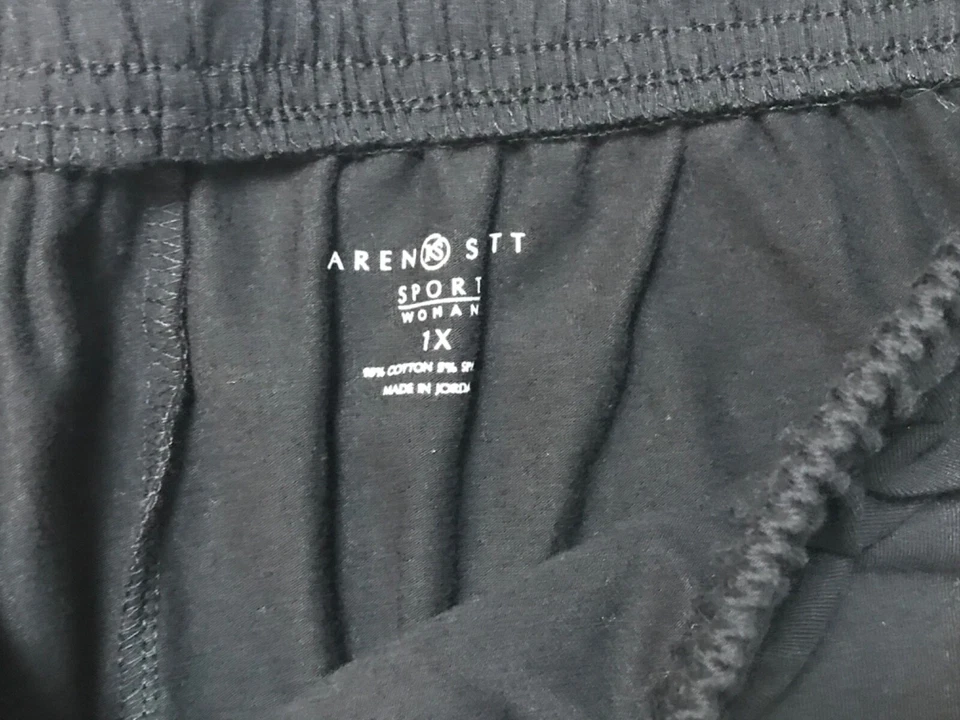 Pantalones cortos Karen Scott negros XL mezcla de algodón suave con cordón bolsillos laterales Foto 3 de 4