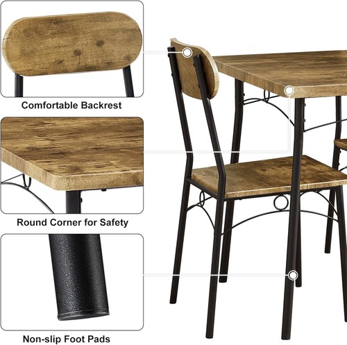 5Pcs small Brown Dining Table Set Dinette with Chairs for Kitchen Breakfast Nook - Picture 5 of 8