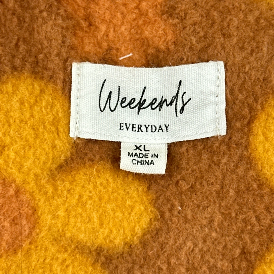 Chaqueta de fin de semana para mujer extra grande marrón retro Flower Power acogedora gorp Foto 2 de 4