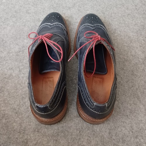 Mercanti Fiorentini Mens Shoes 8M Blue Gray Leather Wingtip Dress Lace Up Italy - Picture 13 of 18