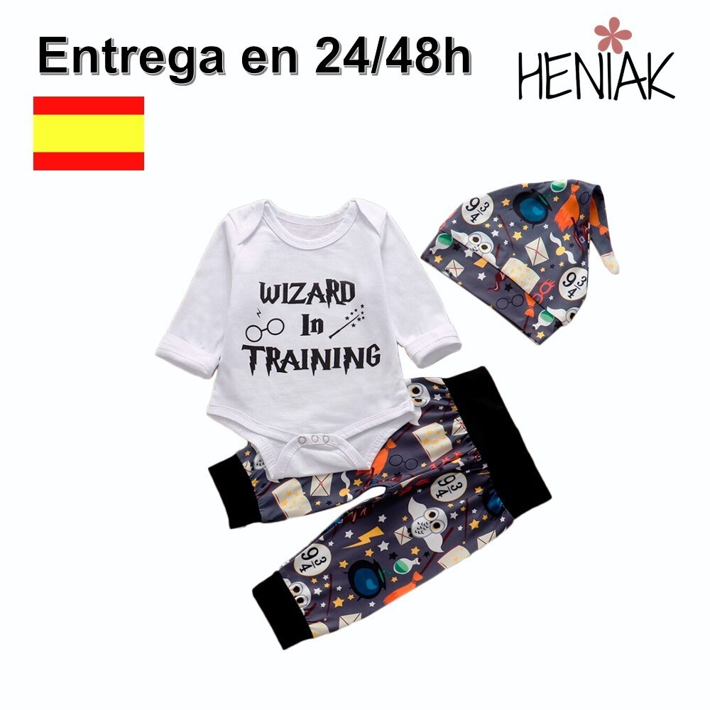 Pijama para bebe Harry Potter 24 mese body manga larga pantalon y gorro ropaniño