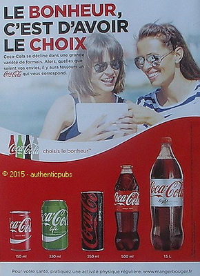 REKLAME COCA COLA ZERO LIGHT LIFE SODA CHOICE DU BONHEUR DE 2015 FRANZÖSISCHE ANZEIGE PUB