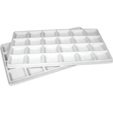 2 White Flocked 24 Compartment Display Tray Inserts