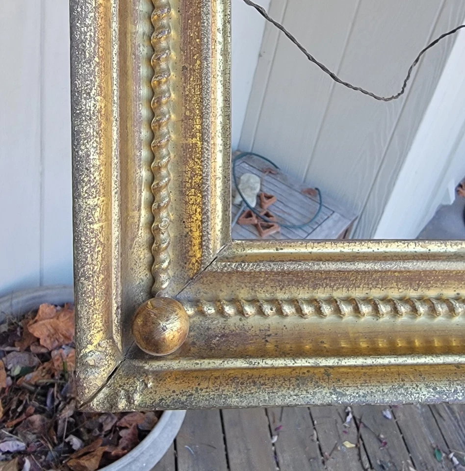 C1820 Incrível Raro Federal Americano Corda Dourada Colher de Torção 12 X 20 Moldura Espelho - Imagem 3 de 4