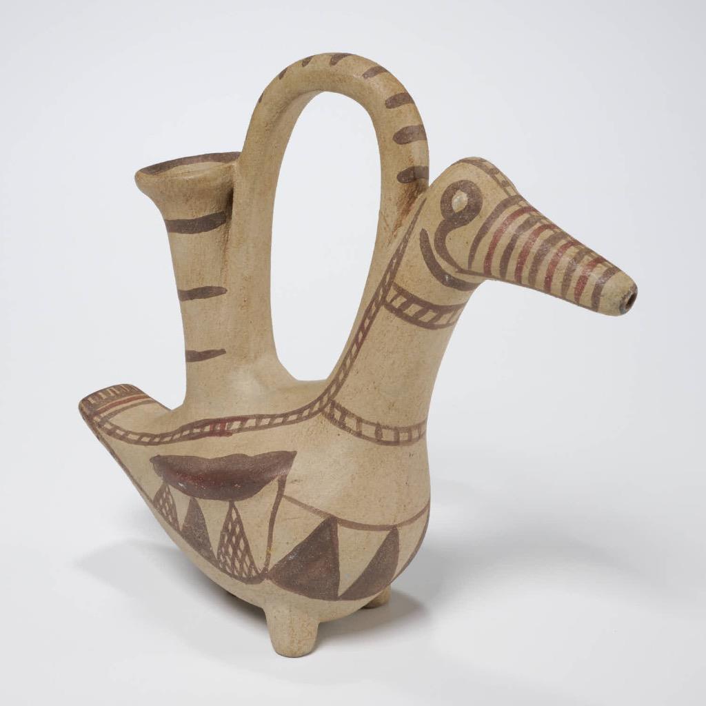 Old Ethnic Terracotta Hand Made & Painted Bird Shape Beak Spout