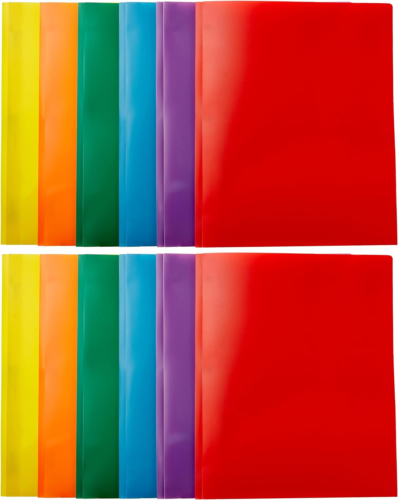 Heavy Duty Colorful Plastic Folders with 2 Pockets for Letter Size Paper, Pack o