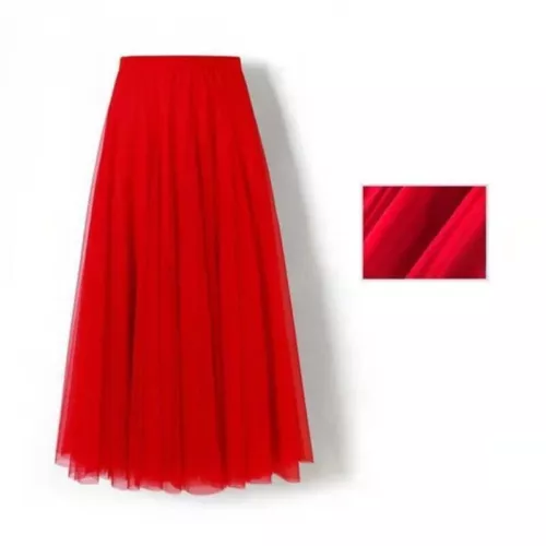 Damen Plissee Midi Rock Elastisch Hohe Taille Damen Netz Rock A-Linie Röcke - Bild 42 von 53