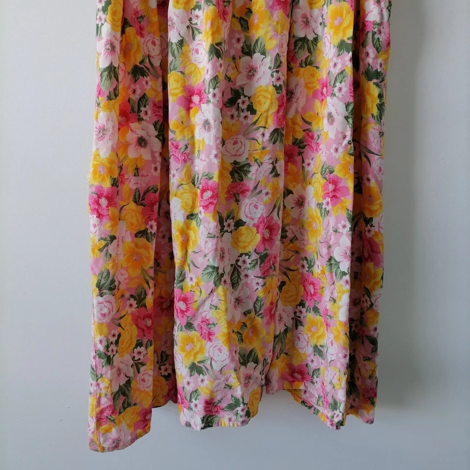 Mini Vestido Jolie & Joy Para Mujer Rosa Amarillo Fluido Volantes Floral Calado Talla 1X Foto 3 de 4