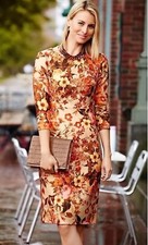 Talbots Women's Fall Floral 3/4 Sleeve Sheath Dress - Size 6