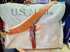 VTG Rare USPS US Leather Canvas Mail Postal Carrier Messenger Briefcase Bag 9