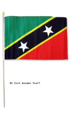 Bandiera Da Auto 12x18 Pollici - Saint Kitts E Nevis - Poliestere - Lotto Da 12 Pezzi