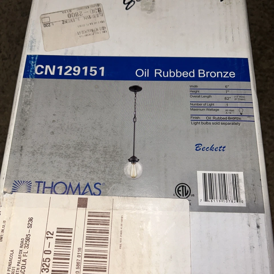 NEW Thomas Lighting CN129151 Beckett - One Light Mini Pendant Oil Rubbed Bronze - Image 2 of 4