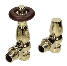 Traditional Thermostatic Radiator Valves Gold Polished Brass TRV Set Bentley