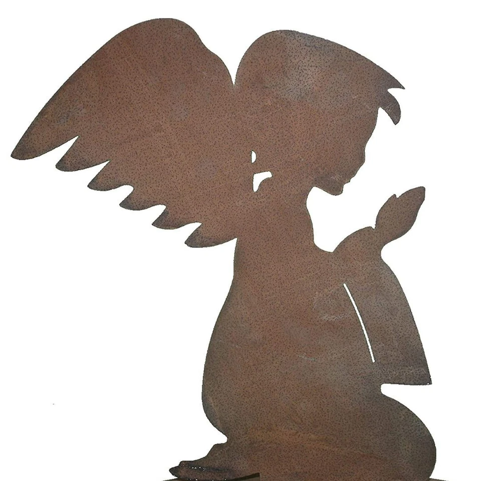 ROSTIKAL Figura de ángel decoración de jardín óxido decoración jardín ángel figura grande decoración de tumba enchufe de jardín