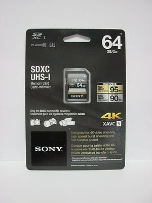 Sony 64G XAVC S 4K Ultra HD SDXC SD card for Sony AX53 AX100 AX33 CX900 handycam - Image 1 of 2