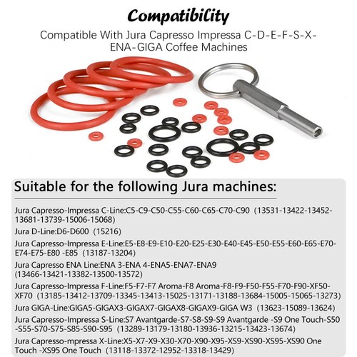 O-Ring Set W/Oval Head Key Tool Big KIT for Jura Capresso Machines Brew Group - Picture 3 of 11