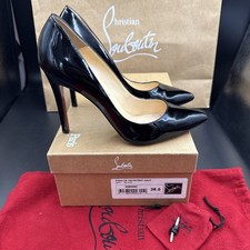 Christian Louboutin Pigalle 100 Black Patent  Court Heels Shoes Uk 3.5 Eu 36.5