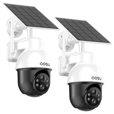 aosu C9E2CA11 Solar-Kameras 3K 5 MP PTZ 360° WLAN, 2 Stück