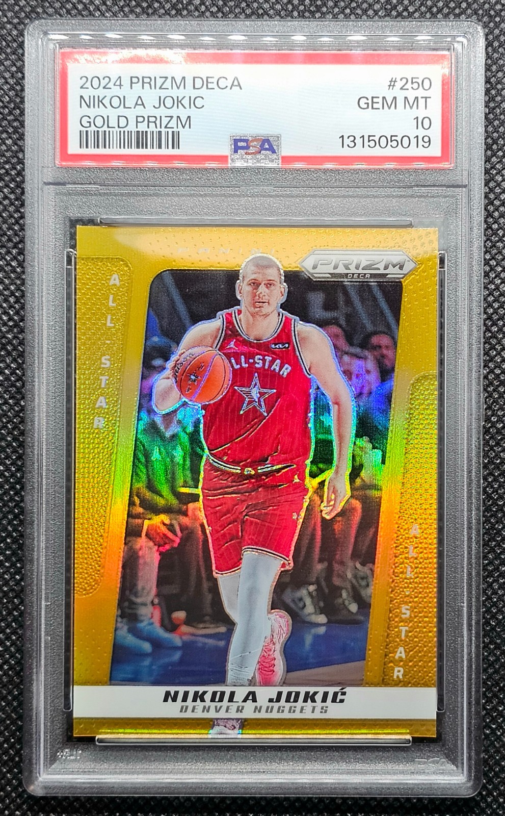 2024-25 Panini Prizm Deca Nikola Jokic All Star #250 Gold Prizm /10 PSA 10