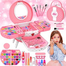 Kids Makeup Kit for Girl, 66 Pcs Washable Set child-size, Pink