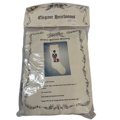 RARE Vintage Elegant Heirlooms Nutcracker Christmas Stocking Knitting Kit 23''