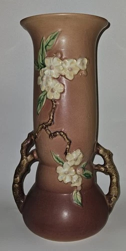GORGEOUS - 🍎 Roseville Pottery Apple Blossom pink Vase 392-15,  1 of 2 🍎