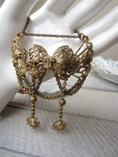 Antique Art Nouveau Gold Filled Filigree Bow Festoon Swag Pendant Necklace