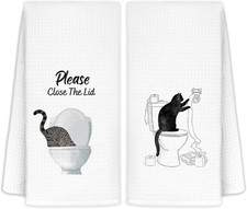 Funny cat Hand Towel for Bathroom,Black Cat Decor, cat Lover Gifts for Women, Ca