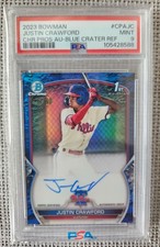 Justin Crawford 1st Bowman Blue Crater Refractor Auto /150 #CPAJC -PSA 9 Mint