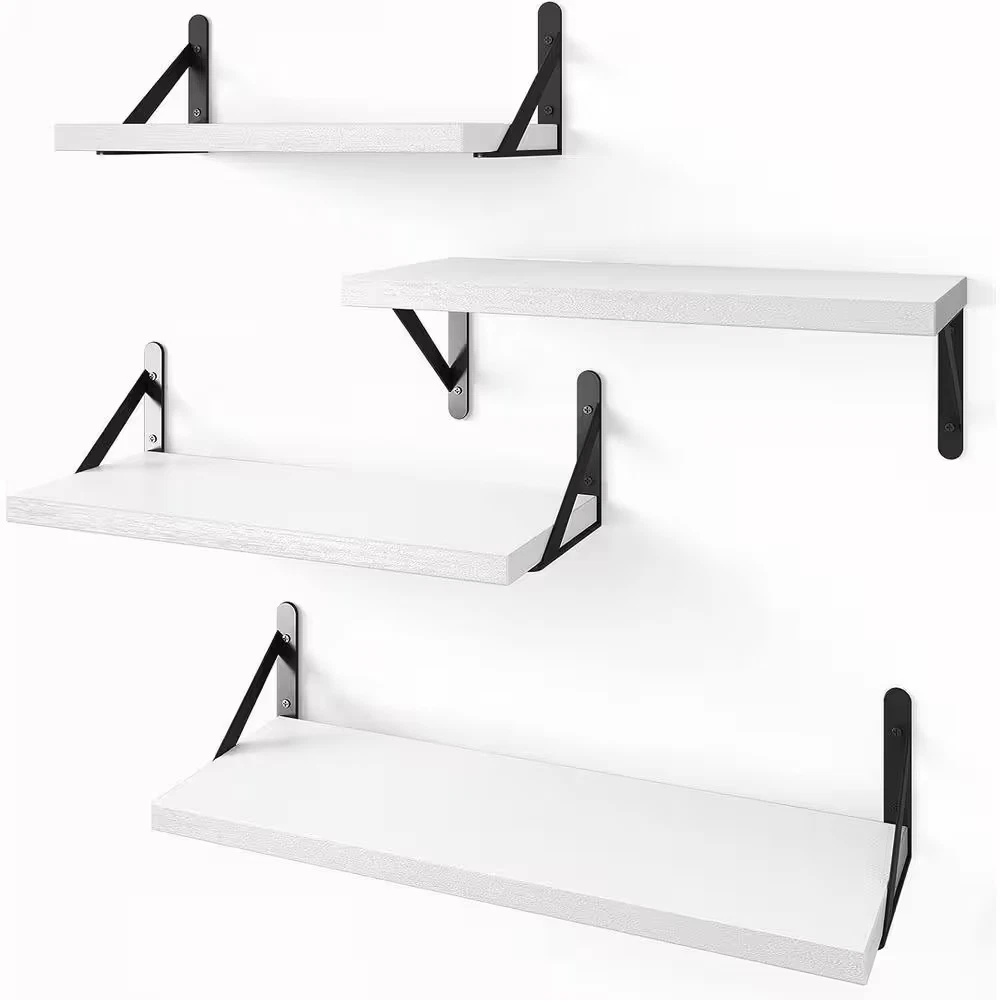 16.5 In. W X 6.1 In. H X 4.3 In. D Wood Rectangular Shelf in White 4 Sets Adjust