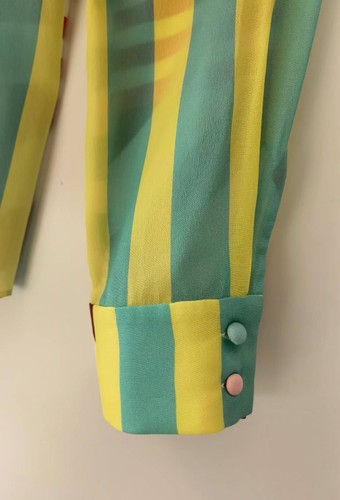 NWOT! $350 Alice + Olivia Willa Striped Silk-Chiffon Blouse , Size XS/S/M/L - Picture 14 of 17
