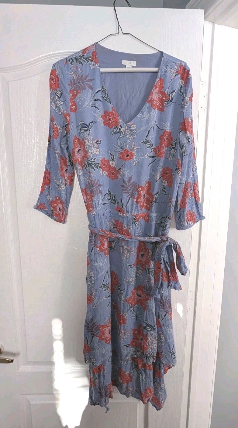J. Jill Medium Lilac Knee Length Dress With Pink Floral, Cottagecore, Boho