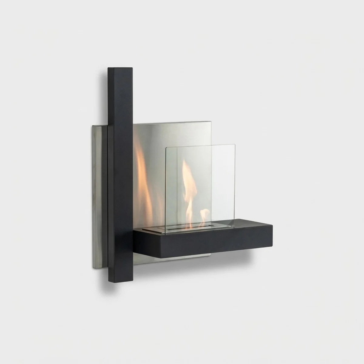 Biocamin mural design moderne Blaze 2 kW en acier inoxydable