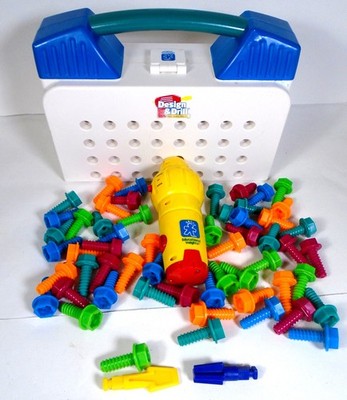 Learning Resources Design & Drill Toolbox - Drill + 2 Bits and 56 Bolts & Screws