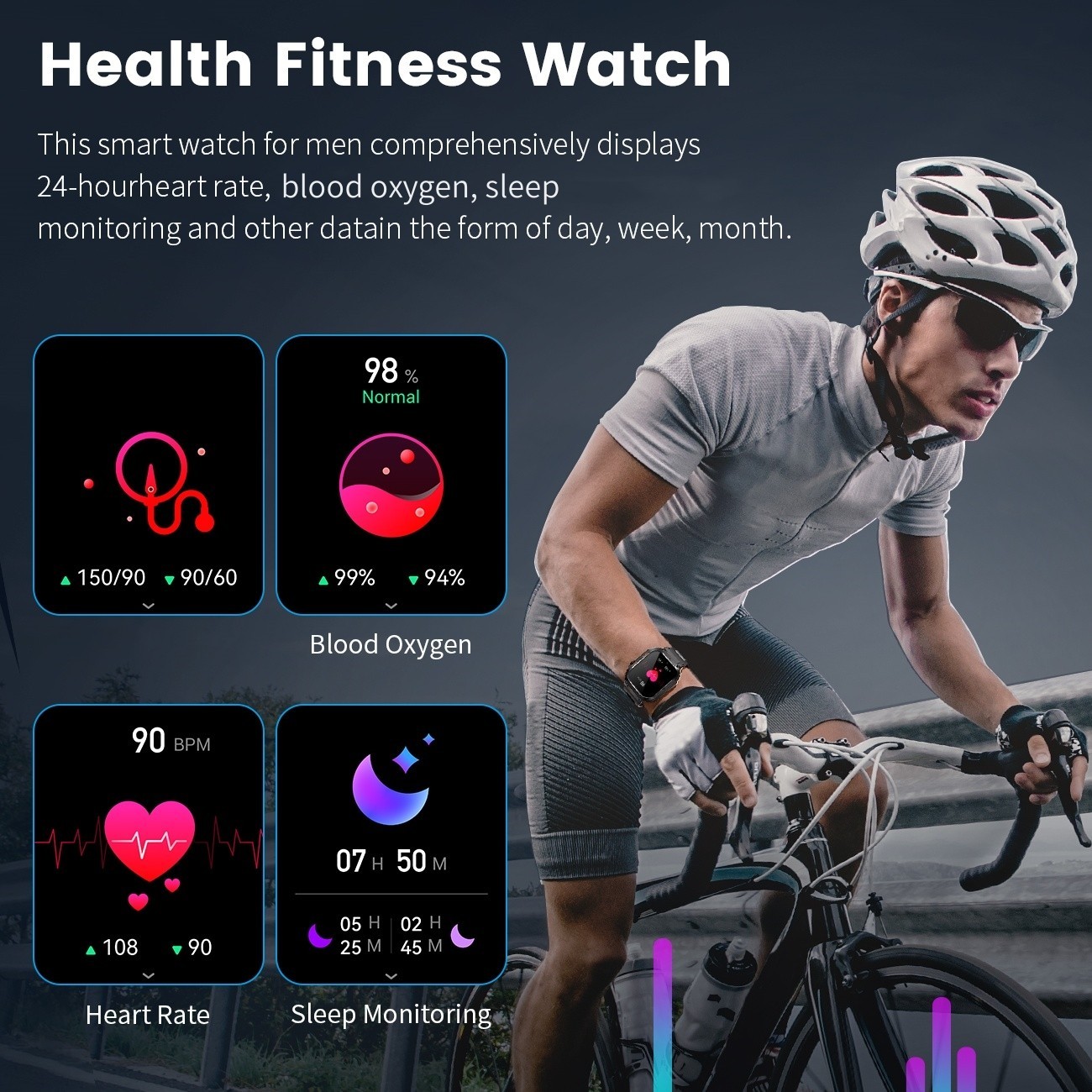 Smartwatch militare con contapassi cardiofrequenzimetro fitness chiamate per Android iPhone foto 5