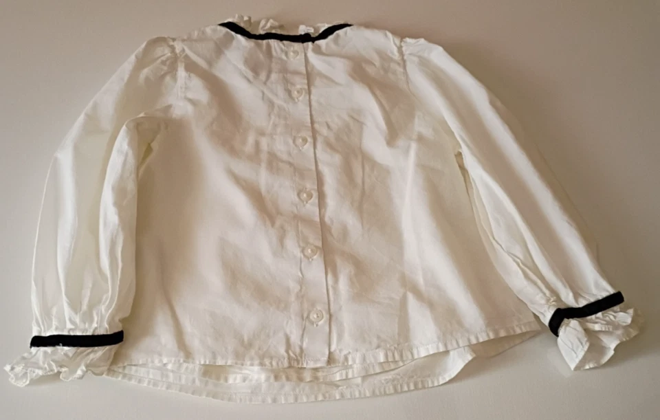 Top Janie and Jack Niñas Marfil Blanco Volantes Encaje Talla 4 Manga Larga Cuello Alto Foto 3 de 4